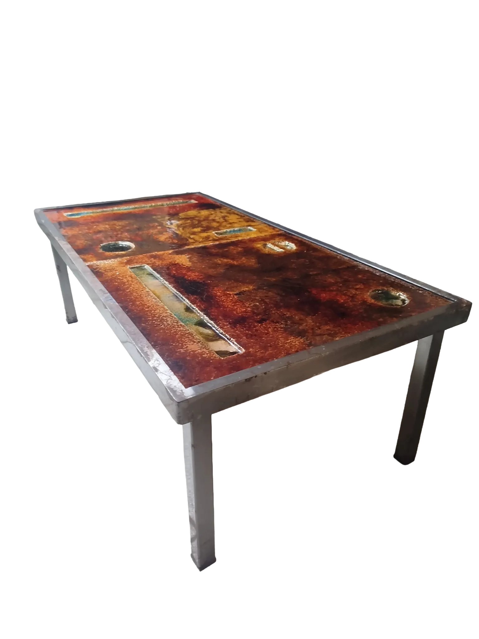 Coffee table in glazed lava stone by Robert & Jean Cloutier 1950