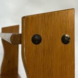 Vintage solid wooden wall rack with 3 shelves 70s oak rack