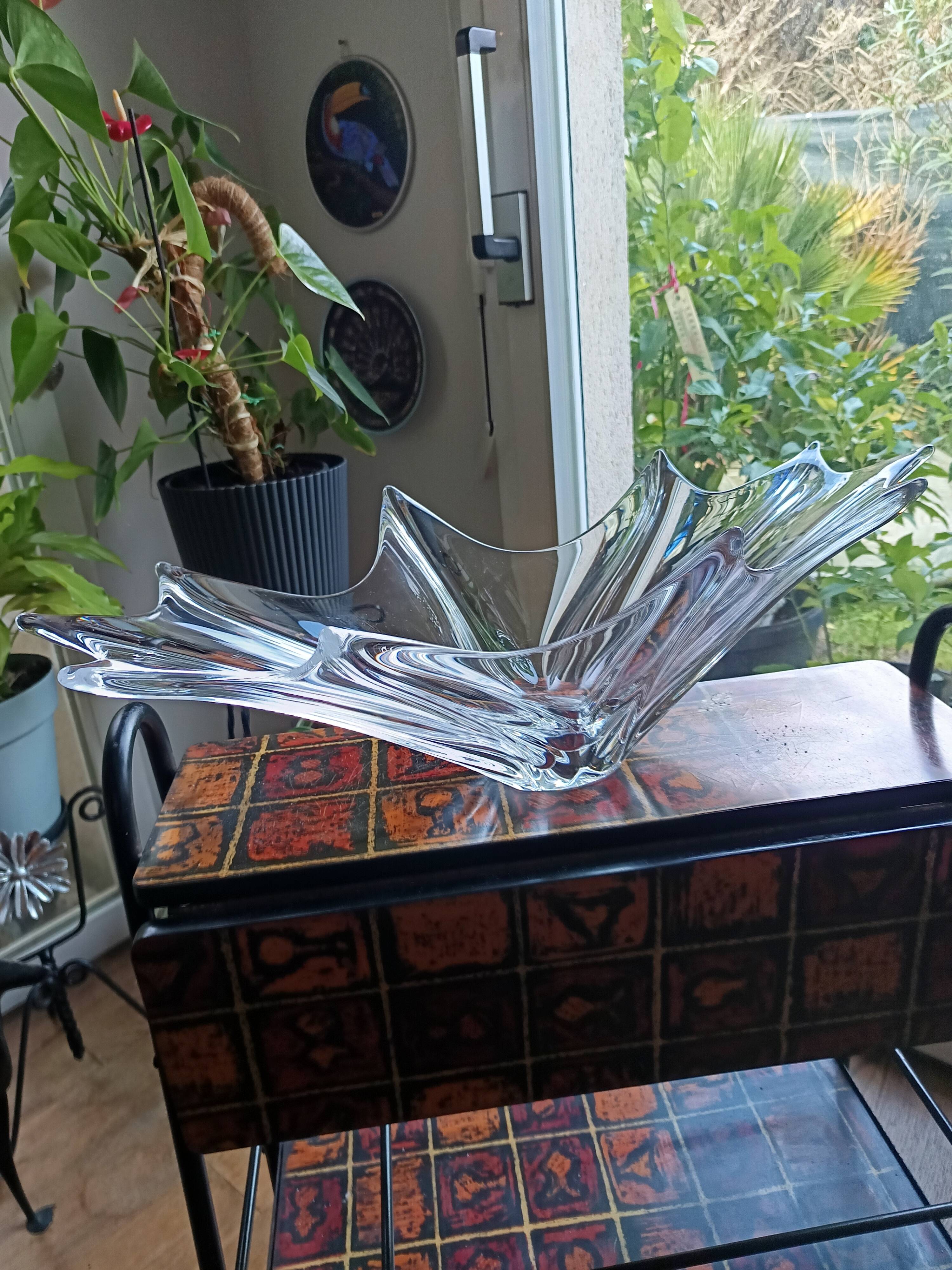 Large crystal fruit bowl signed daum