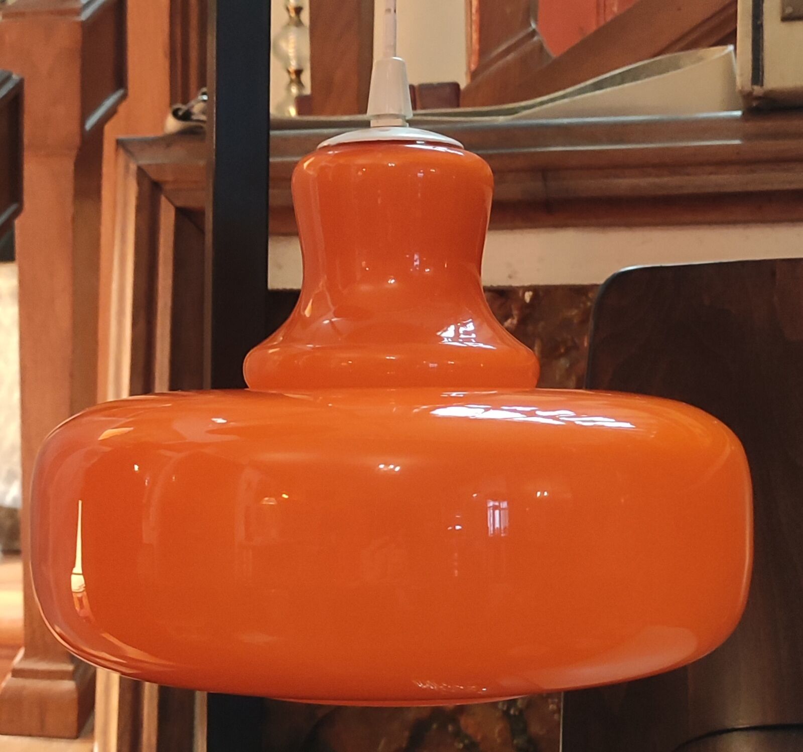 Vintage orange opaline pendant lamp