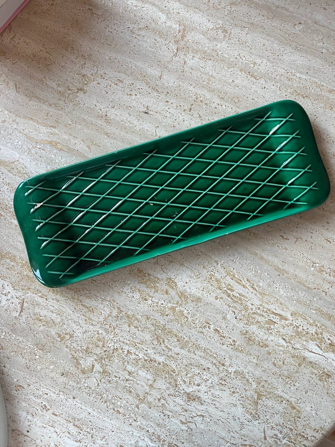 Vintage dark green ceramic plate