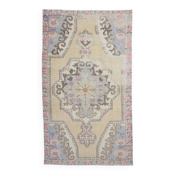Vintage Turkish Oushak Handmade Wool Rug 123x219
