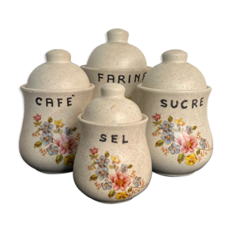 Set of 4 vintage condiment pots floral pattern