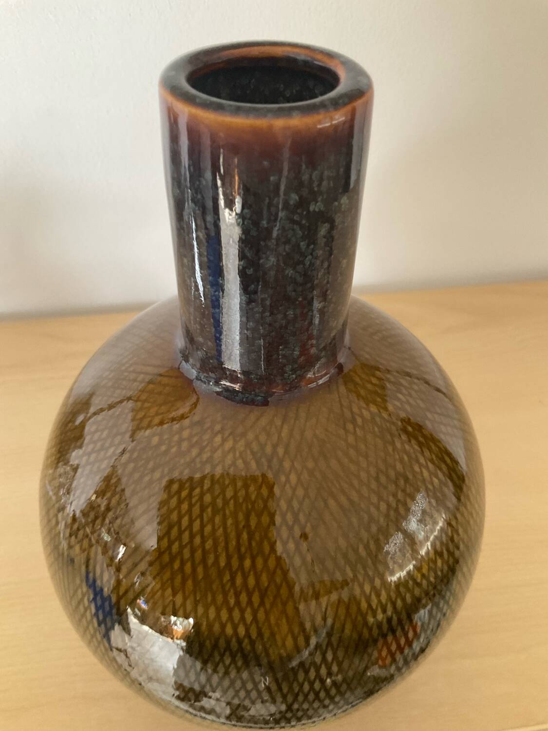 Vase vintage en céramique émaillée