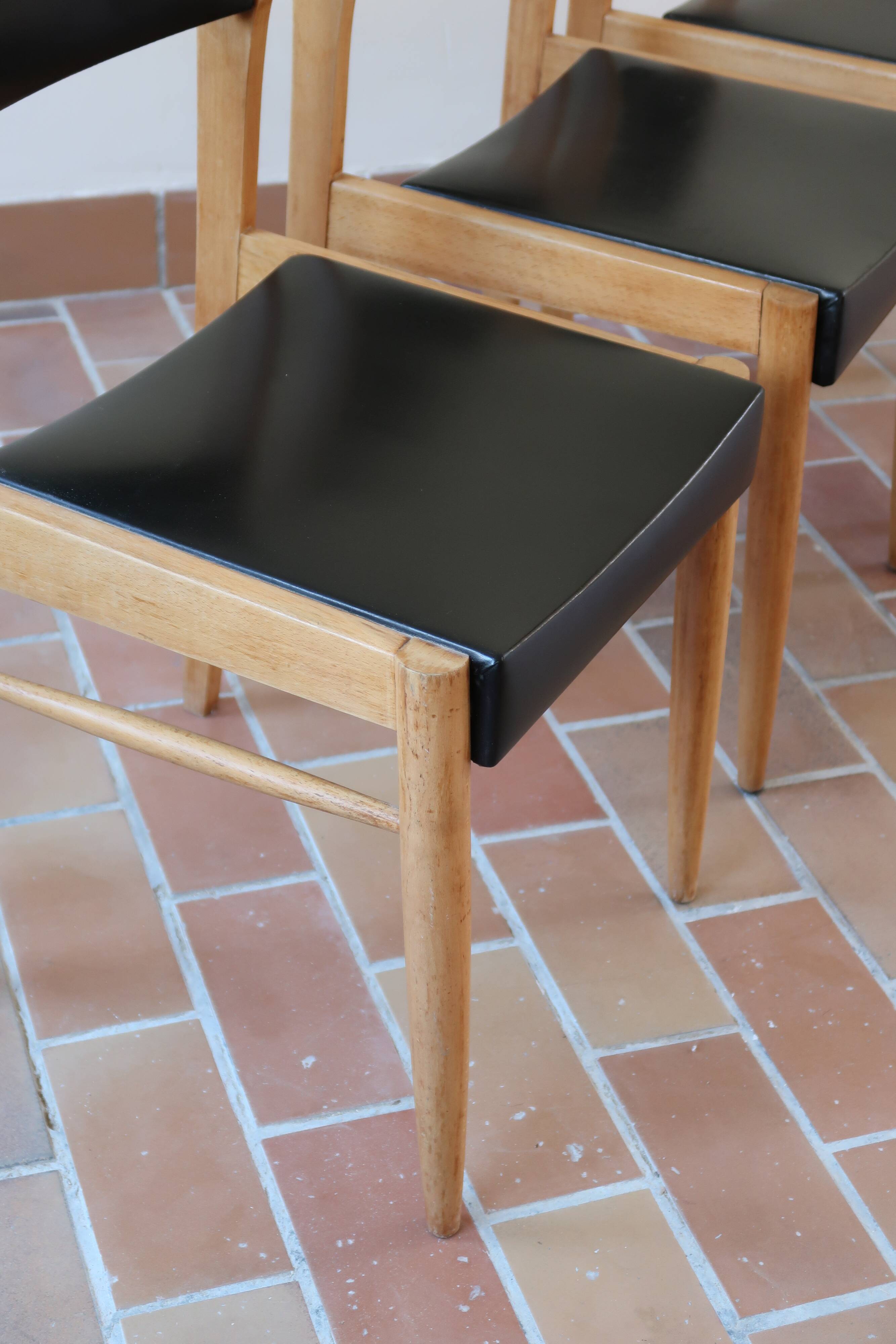 3 chaises scandinaves skaï noir