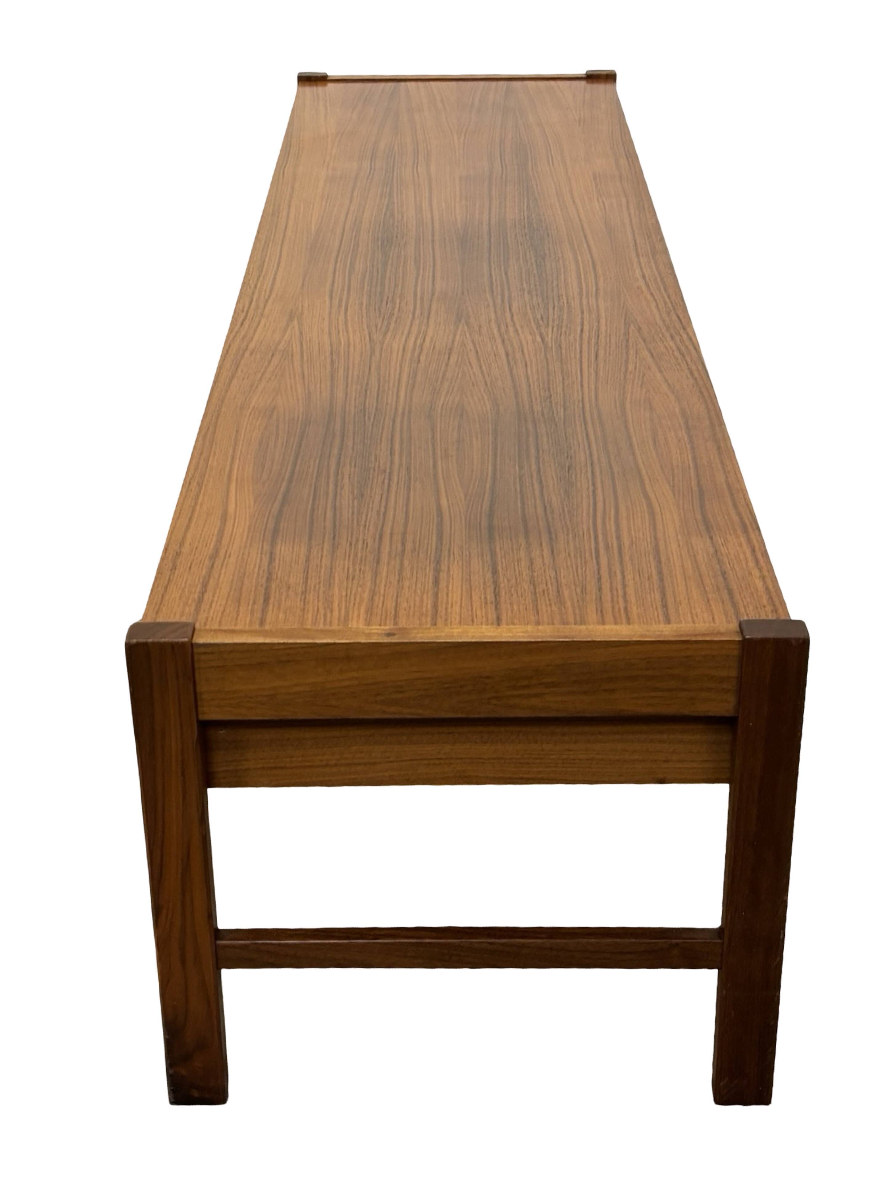 Vintage low sideboard with drawers 70's walnut veneer design