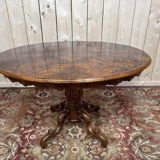 Table de milieu en noyer et ronce de noyer