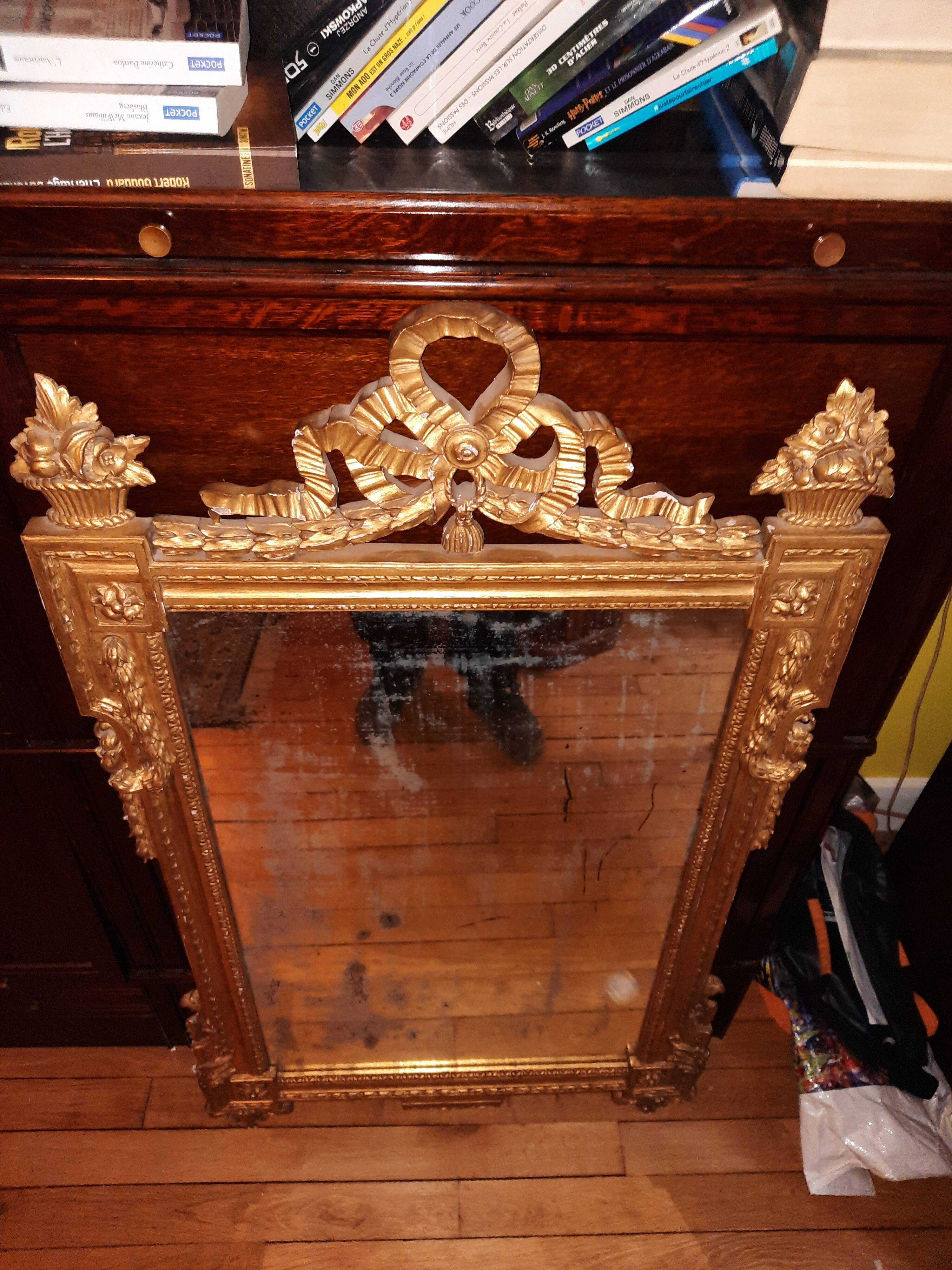Louis XVI style gilded mirror