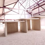 3 travertine trundle tables 1970