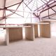 3 travertine trundle tables 1970