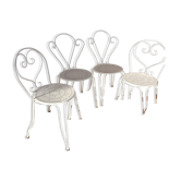 Salon de jardin d'époque année 50 en fer forgé blanc