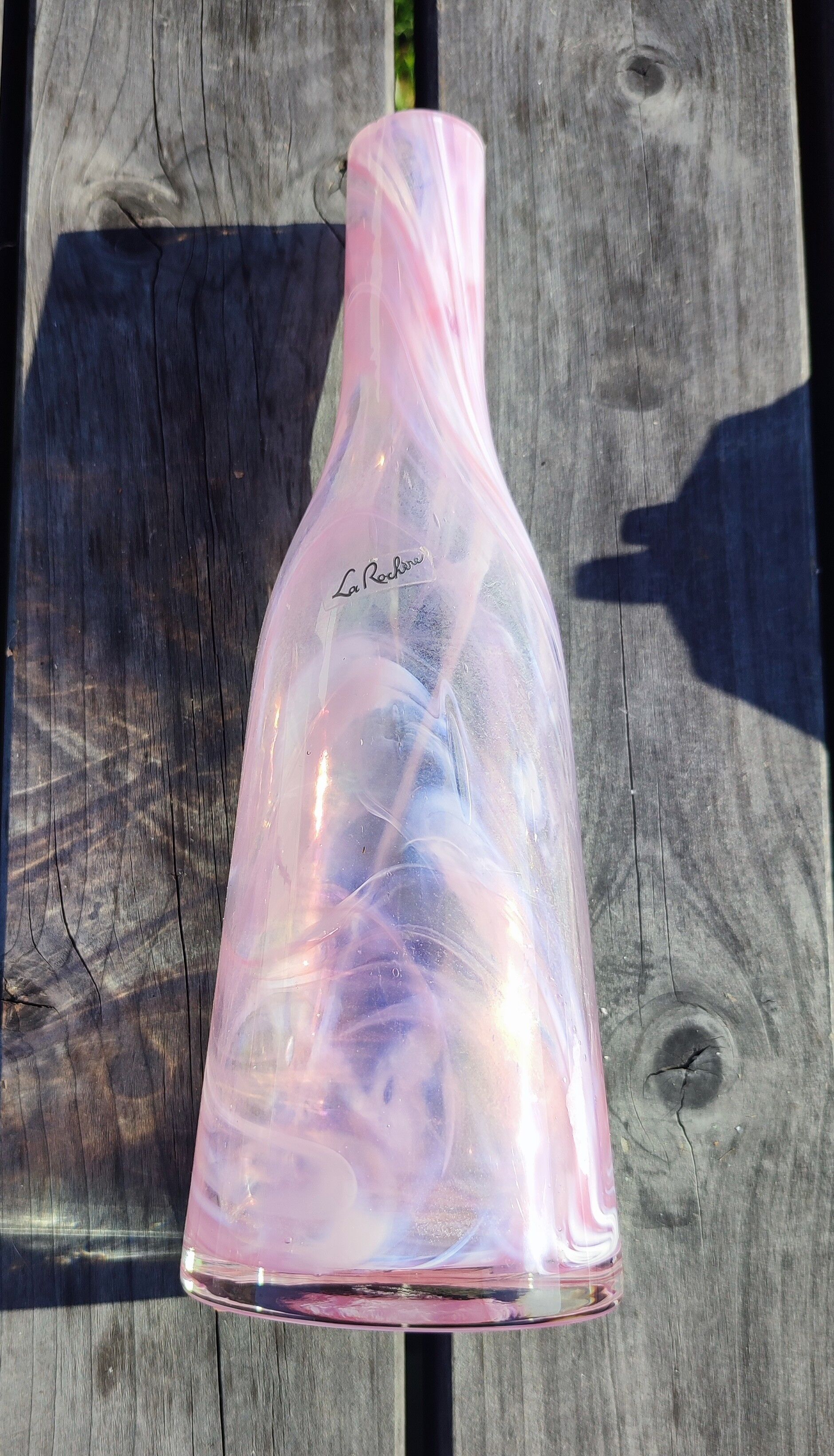 Vase rose en verre soufflé La Rochère