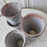 Lot de 5 verres en grès vintage gris émaillés années 70