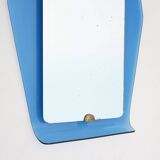 Mirror with blue glass frame by Cristal Art, 1950s