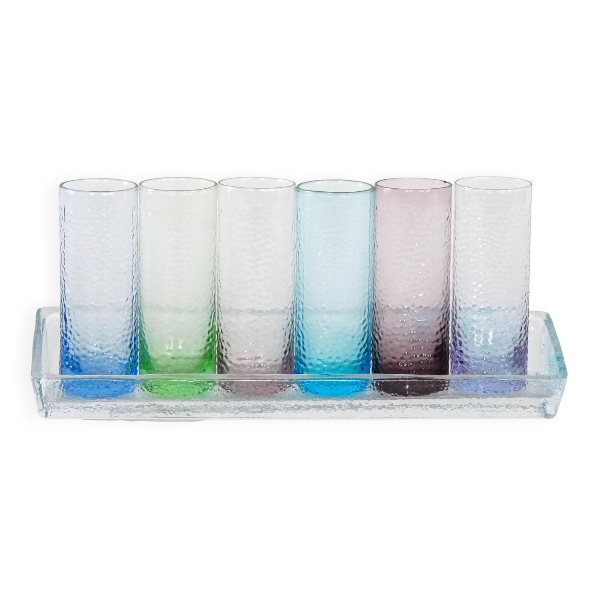 Set of glasses with a tray, Italian design, 1970s, made in Italy