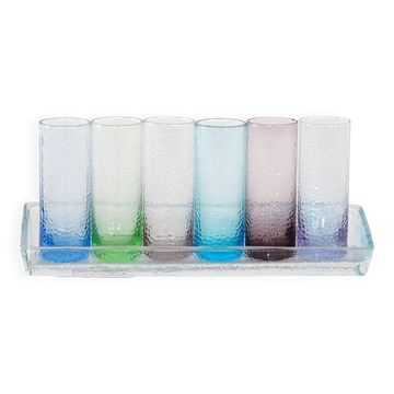 Ensemble de verres avec un plateau, design italien, années 1970, fabriqué en Italie.