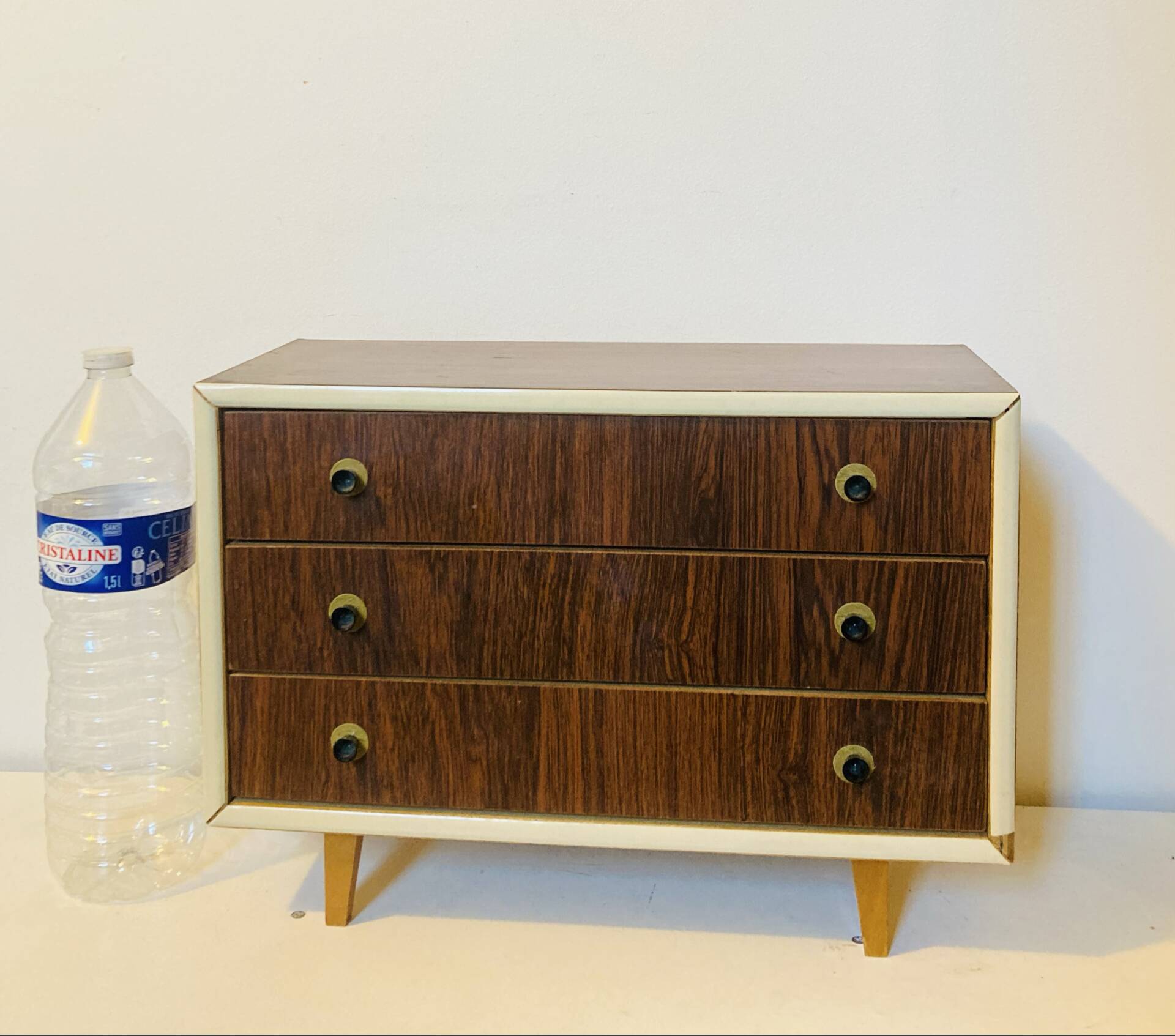 Children's commode, doll or mastery from the 1960s mahogany veneer.