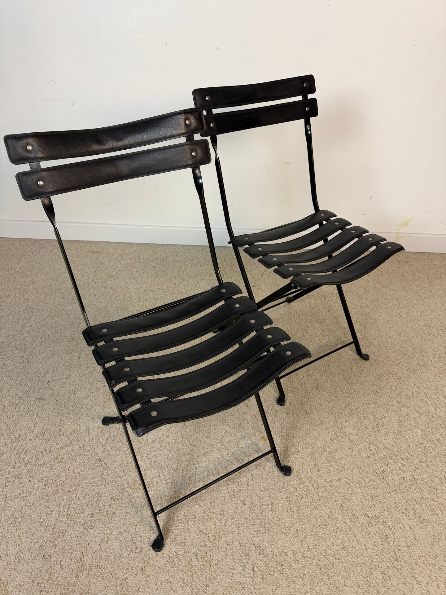 Pair of Celestina chairs by Marco Zanuso for Zanotta in black leather.