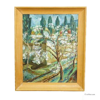 Tree in Bloom – Original Painting by Alexander Michael, 1975