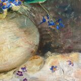 Oil on panel signed flowers in a vase.