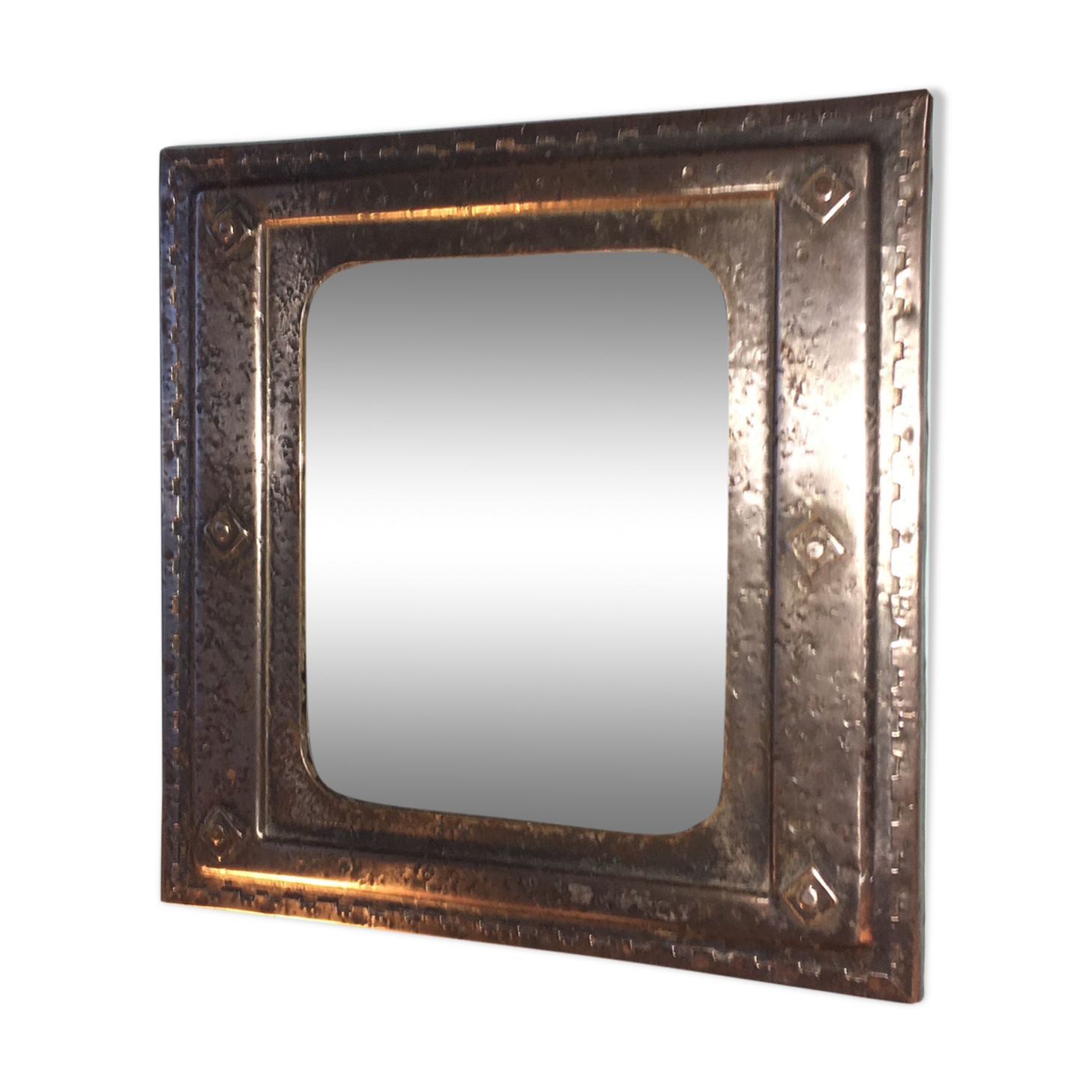 Miroir industriel en métal vintage 1960