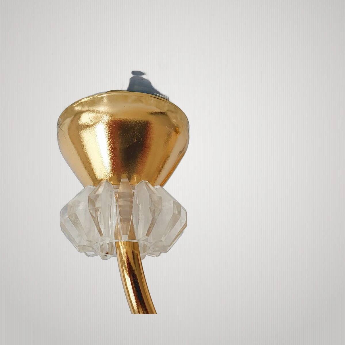 Vintage 1950s wall light, Arlus house, glass, plexiglass, gilded brass, 50s.