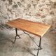 Vintage French Bistro Table | 1960s/70s Oak Top & Cast Iron Base | Retro Coffee & Wine Table