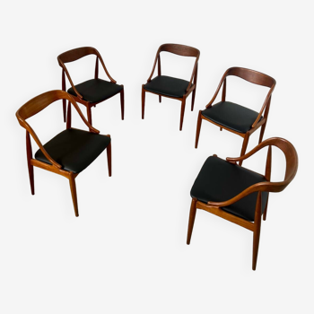 Lot 5 chaises scandinave en teck design Johannes Andersen pour Samcom vintage années 60