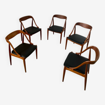 Lot of 5 Scandinavian teak chairs designed by Johannes Andersen for Samcom vintage 60s