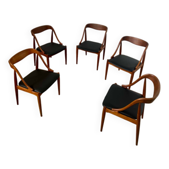 Lot 5 chaises scandinave en teck design Johannes Andersen pour Samcom vintage années 60