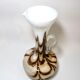 Murano glass vase Carlo Moretti vintage opaline, marbled brown and white, 70s