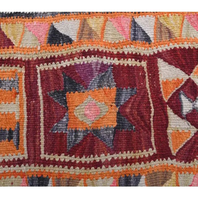 1970s Vintage Turkish Hand-Knotted Wool Cotton Orange Runner Rug 86x288