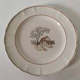 Large vintage Italian earthenware platter with cottage decoration – 1950s-1970s
