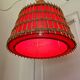 Vintage rattan pendant light - red fabric interior shade from the 60s