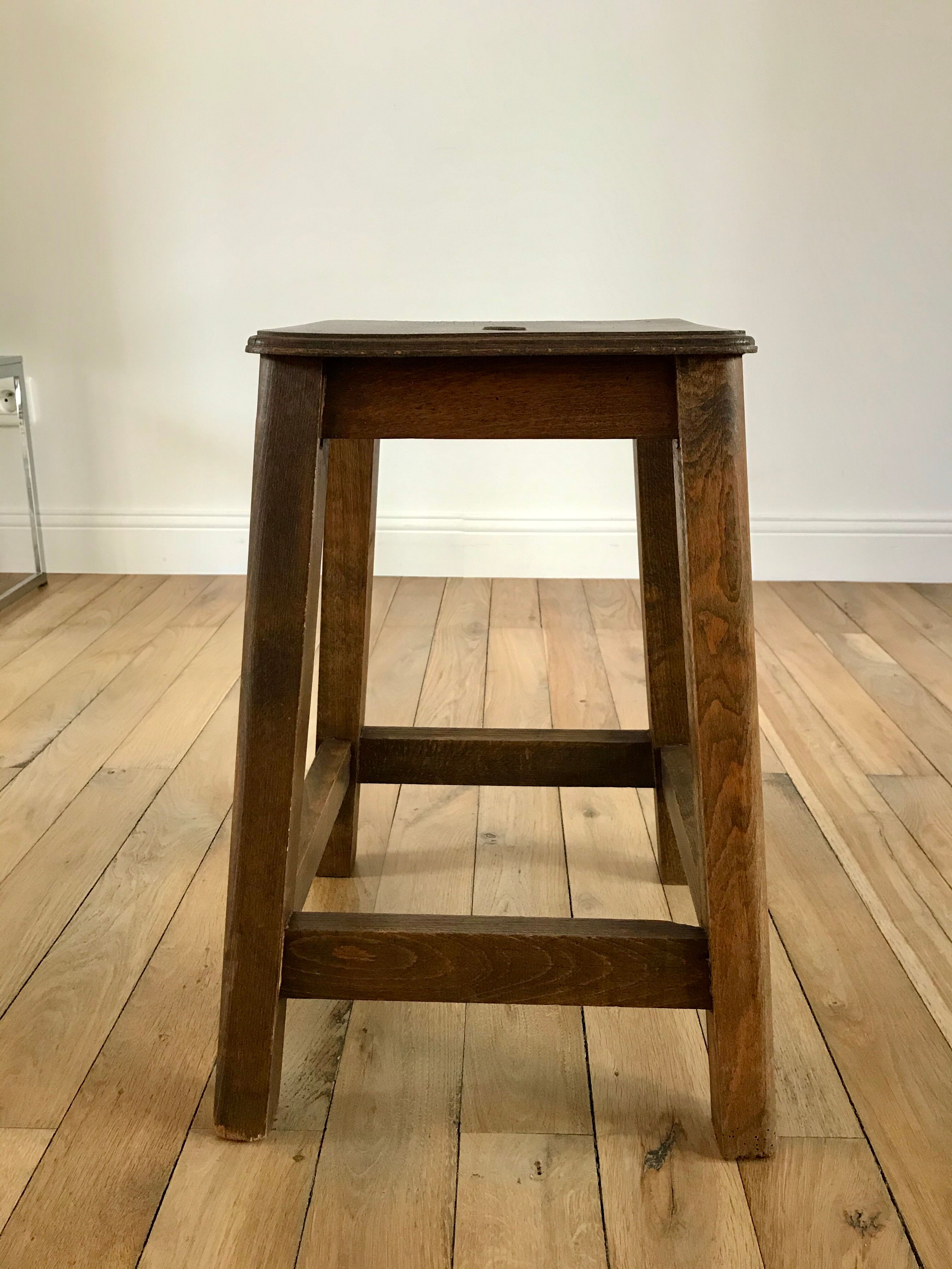 1950s wooden workshop stool