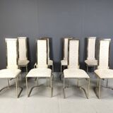 Vintage brass dining chairs by Belgo chrom, 1970s - set of 8