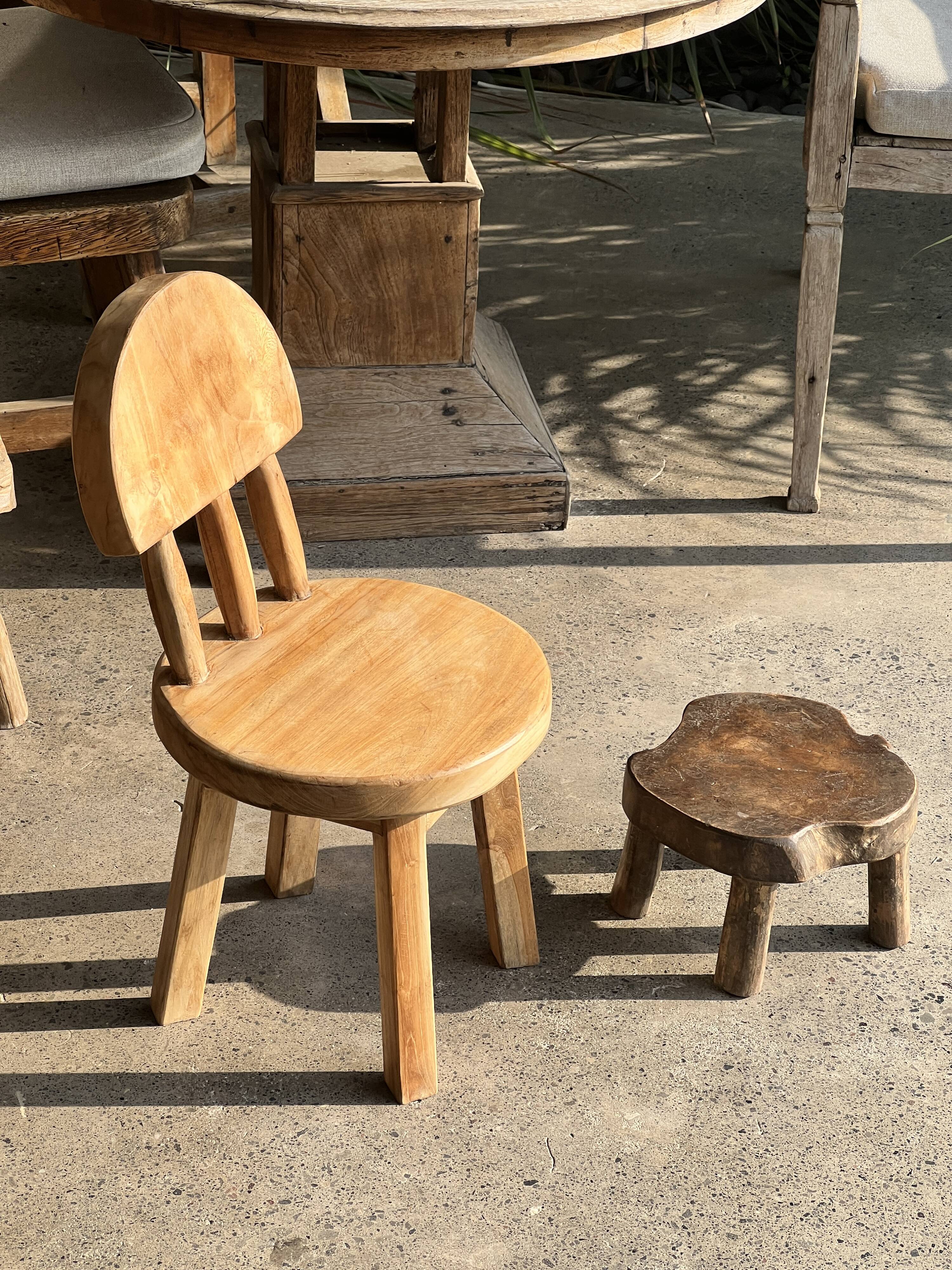 Mini low stool in upcycled old Asian teak H15 D24