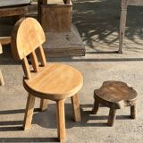 Mini low stool in upcycled old Asian teak H15 D24