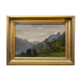 Old painting "Valley in Saint Savin" Hautes Pyrénées 1919 HSP