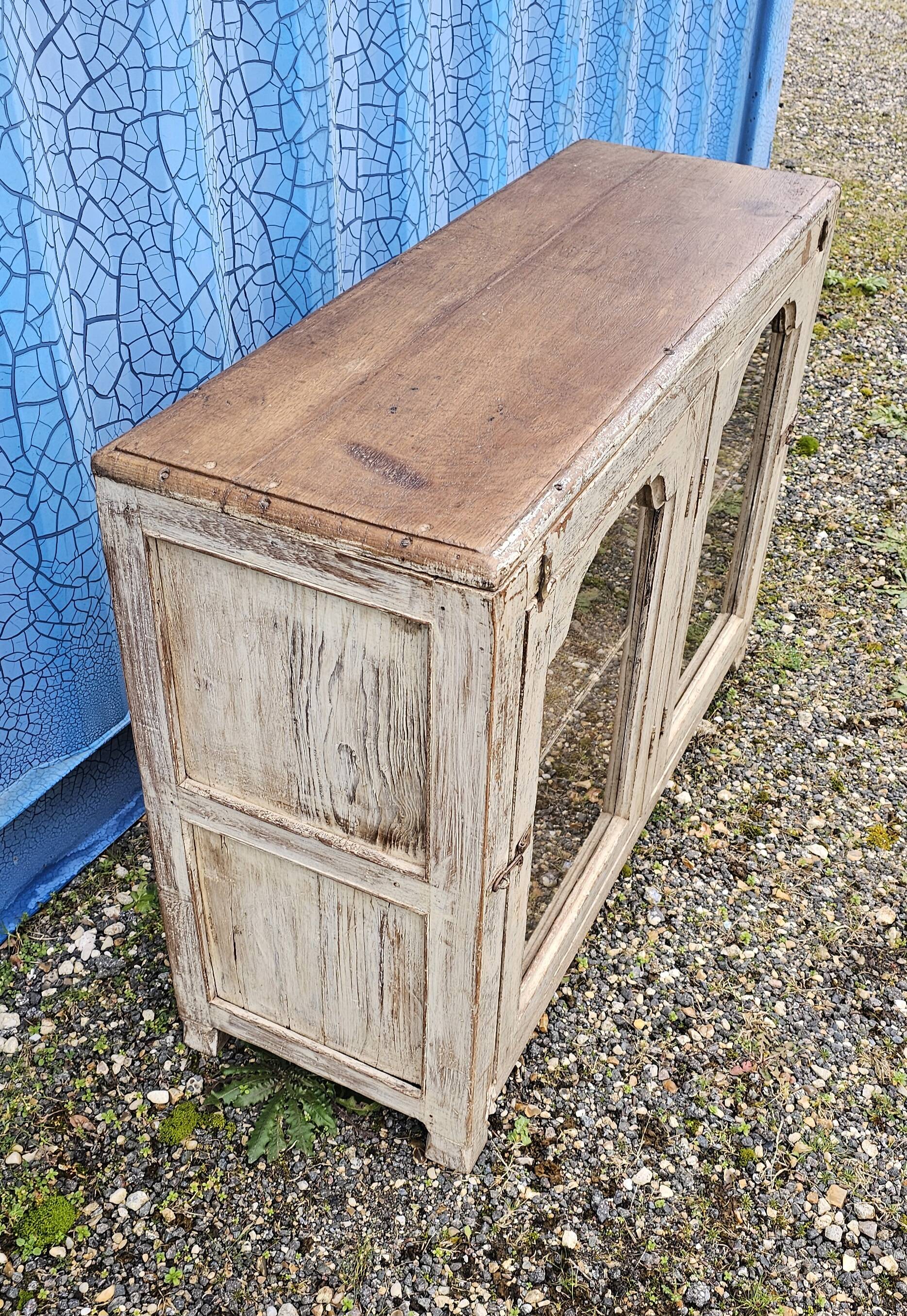 Vintage glass-fronted teak sideboard