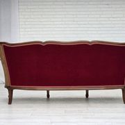 1950s, Danish 3-seater sofa, furniture velour, ash wood, mesh.