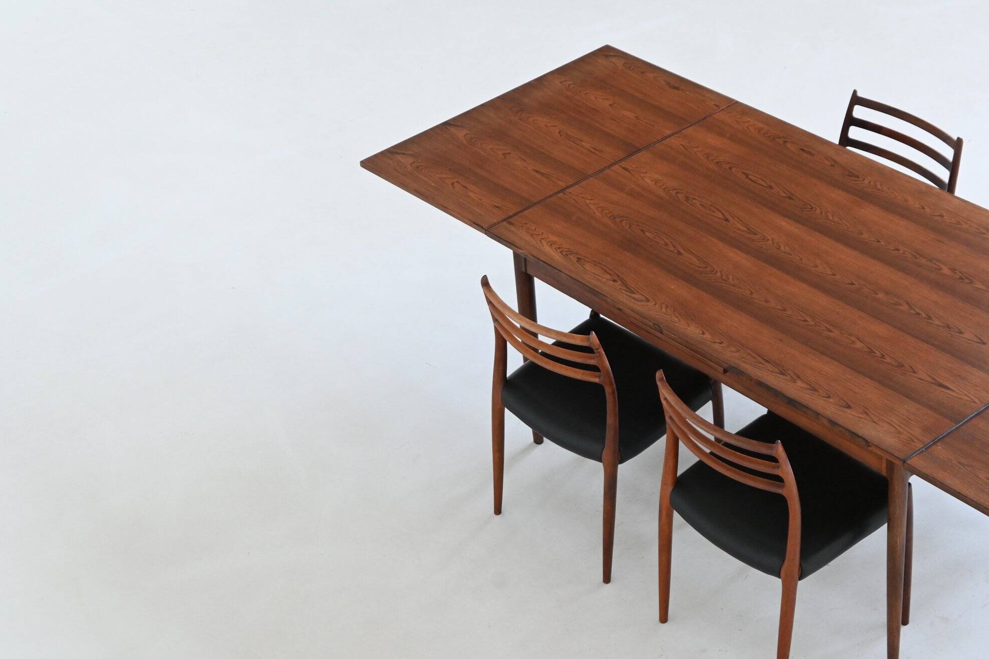 Niels Otto Moller large extendable dining table in rosewood Denmark 1960