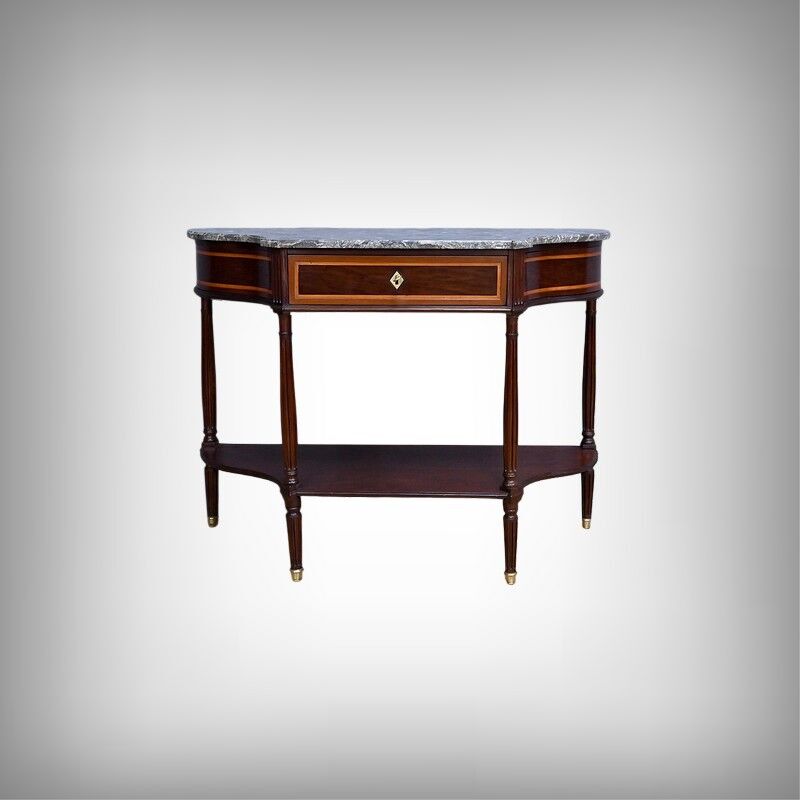 Console in mahogany and marble, Louis XVI period – late 18th century.