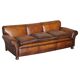 Antique Victorian leather canapé, hand-dyed, 3-4 seats.