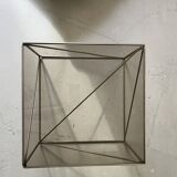 Table basse design en verre fumé et chrome par Max Sauze collection Isocèle, 1970