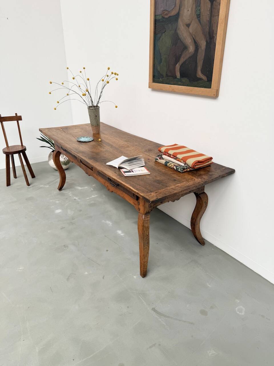 19th century walnut drapery table 2m1