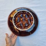 Handmade painted and glazed Barbotina ceramic oyster dish from Vallauris France ann