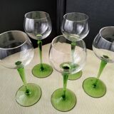 5 plain glass Alsace white wine glasses