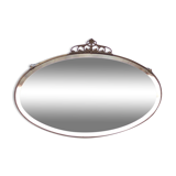 Art nouveau bronze mirror, art deco mirror, oval mirror, beveled mirror, wall decoration, mirror