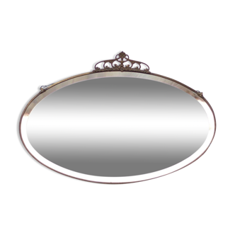 Miroir bronze art nouveau, miroir art déco, miroir ovale, miroir biseauté, décoration murale, mirror